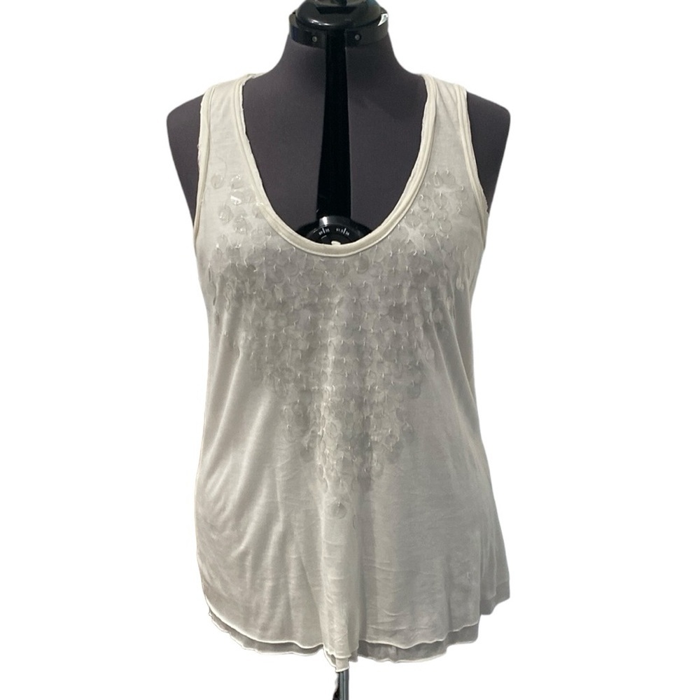 J&J Sleeveless Ivory M Tencil Dry Clean orHWC Twice Shirt Sequined Whine Shimmer